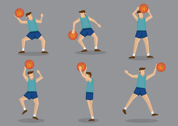 Joueur de basket-ball avec Basketball Saut, Tir et lancer — Image vectorielle