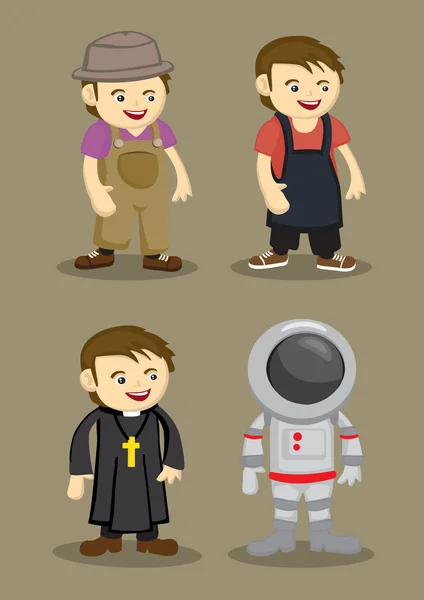 Farmer Kitchen Helper Priest Astronauta Vector ilustração —  Vetores de Stock