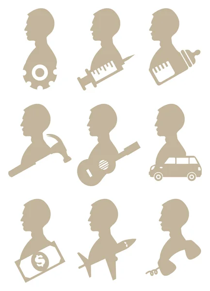 Set di icone uomo silhouette — Vettoriale Stock