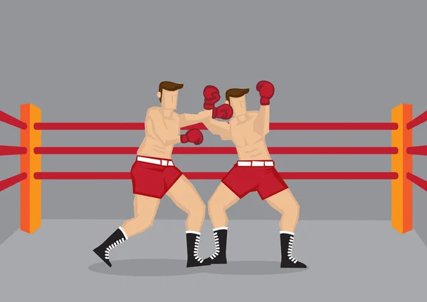 Boxers Punching in Boxing Ring Vector Ilustração —  Vetores de Stock