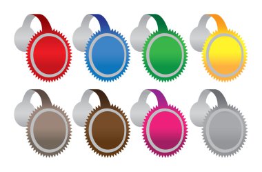 Renkli yuvarlak reklam sallananlarla vektör çizim