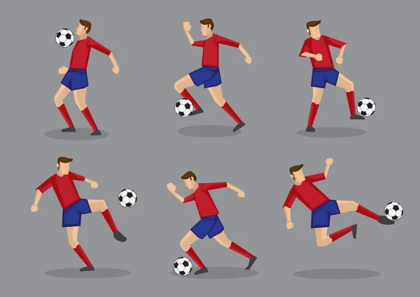 Jugador de fútbol con pelota de fútbol Vector Ilustración — Archivo Imágenes Vectoriales