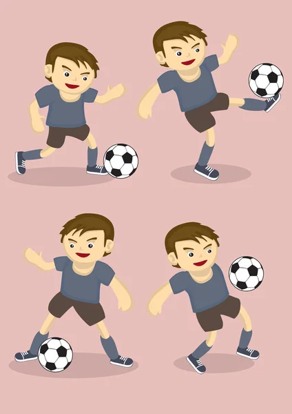 Futebol Boy Vector Cartoon Ilustração — Vetor de Stock