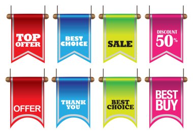 Renkli indirim Satıyoruz etiketleri