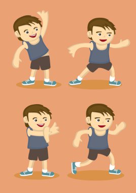 Sportif yakışıklı basit germe egzersizleri yapıyor