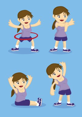 Isınma ve germe egzersizleri illüstrasyon vektör