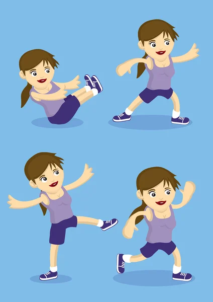 कार्टून खेल लड़की व्यायाम वेक्टर इलस्ट्रेशन — स्टॉक वेक्टर