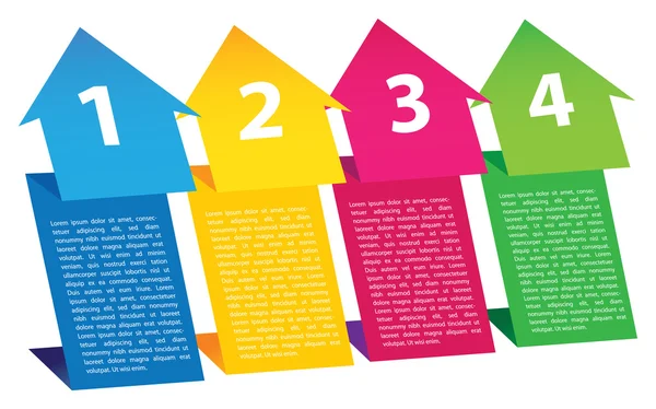 Desenho de layout de papel dobrado de setas para cima coloridas —  Vetores de Stock