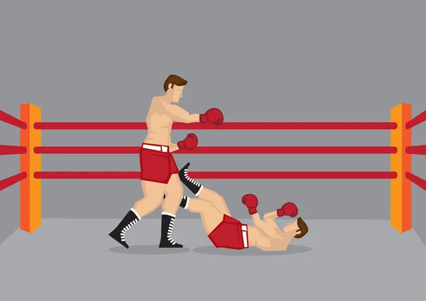 Dos Boxeadores en Anillo de Boxeo — Vector de stock