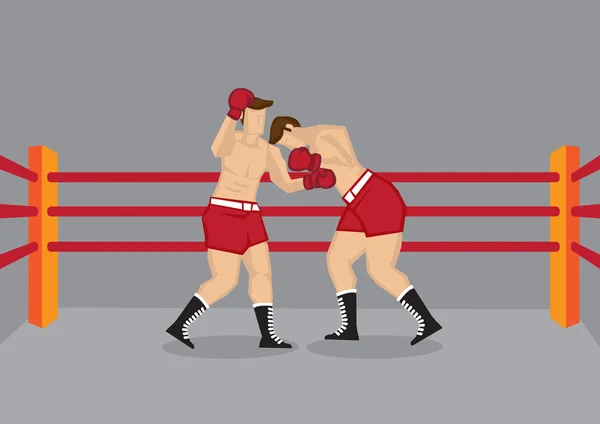 Boks ringinde dövüşen iki boksör. — Stok Vektör