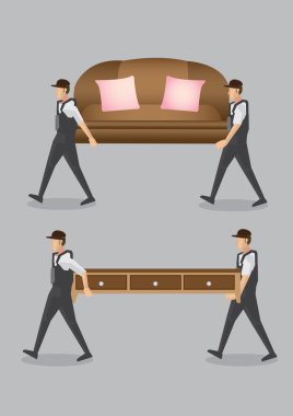 Eve Nakliyeciler mobilya vektör taşıyan illüstrasyon karikatür