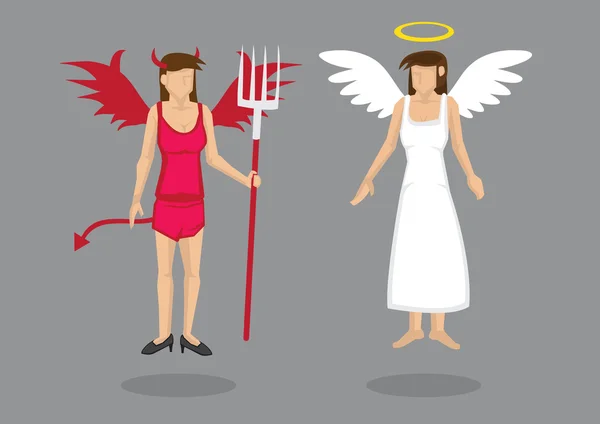 天使和魔鬼矢量卡通人物插图 — 图库矢量图片