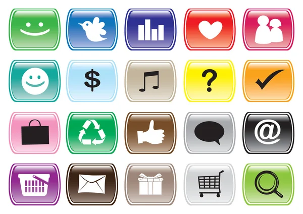 Interface Icon Set en knoppen voor sociale Media netwerken — Stockvector