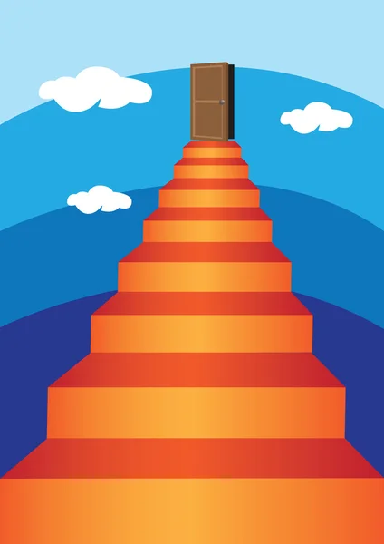 Escalera virtual en el cielo — Vector de stock