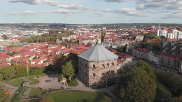 Úti cél Skansen Kronan Göteborg, Svédország, légi felfedezés — Stock videók