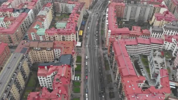 ヨーテボリのダウンタウン線,スウェーデン,有名な通り,空中 — ストック動画
