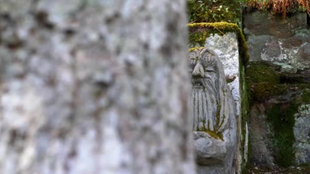 Gamleby, Szwecja - 02 kwietnia 2021: Statua wojownika leśnego, Ujawnienie — Wideo stockowe