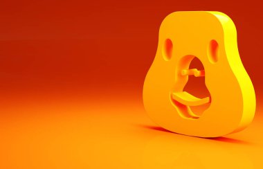 Sarı Kaz ikonu turuncu arka planda izole edildi. Hayvan sembolü. Minimalizm kavramı. 3d illüstrasyon 3B canlandırma.