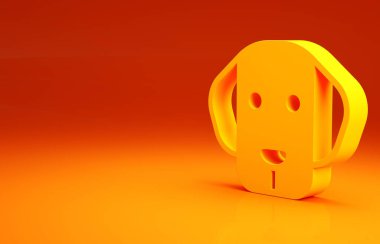 Sarı Köpek simgesi turuncu arkaplanda izole edildi. Minimalizm kavramı. 3d illüstrasyon 3B canlandırma.
