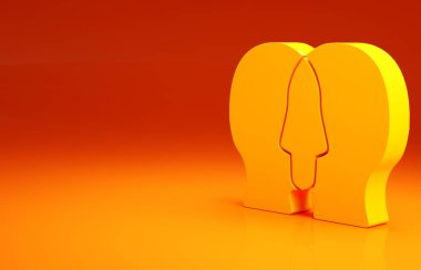 Sarı bipolar bozukluk ikonu turuncu arka planda izole edildi. Minimalizm kavramı. 3d illüstrasyon 3B canlandırma.