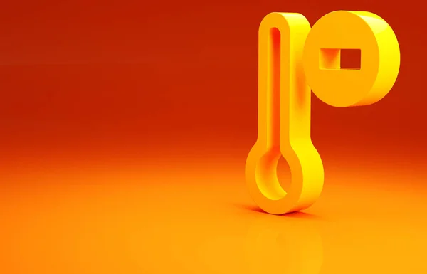 Gelbes Thermometer Messsymbol Auf Orangefarbenem Hintergrund Thermometer Die Heißes Oder — Stockfoto