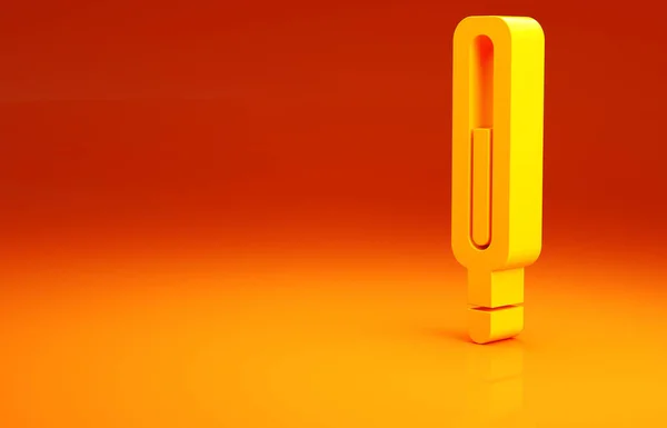 Yellow Medical Thermometer Medical Examination Icon Isolated Orange Background Minimalism — Stock Photo, Image