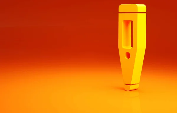 Yellow Medical Digital Thermometer Medical Examination Icon Isolated Orange Background — Stock Photo, Image