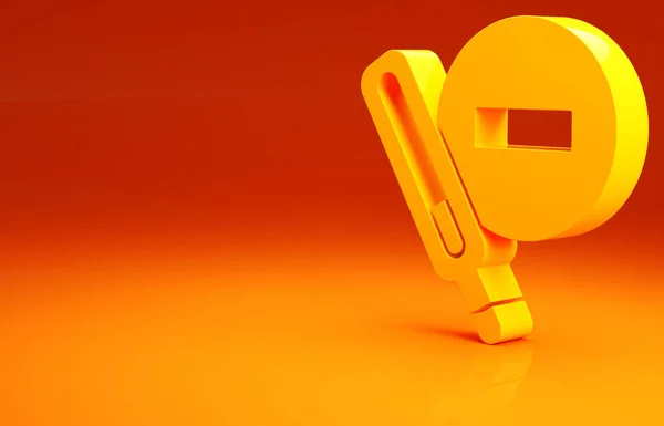 Κίτρινο Ιατρικό Θερμόμετρο Για Ιατρική Εξέταση Εικονίδιο Απομονώνονται Πορτοκαλί Φόντο — Φωτογραφία Αρχείου
