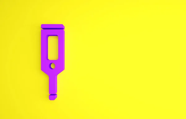 Фіолетовий Медичний Цифровий Термометр Медичного Обстеження Ікона Ізольована Жовтому Тлі — стокове фото