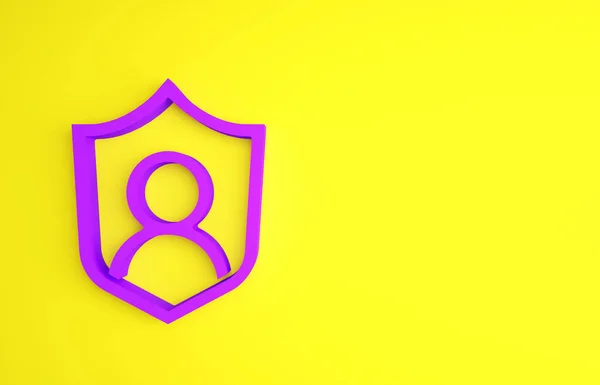 Purple User Protection Icon Isolated Yellow Background Secure User Login — Stock Photo, Image