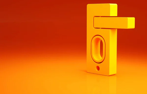 Yellow Fingerprint door lock icon isolated on orange background. ID app icon. Identification sign. Touch id. Minimalism concept. 3d illustration 3D render.