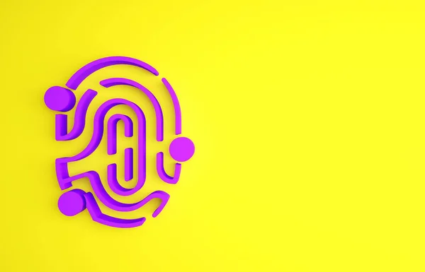 Purple Fingerprint Ikon Isolerad Gul Bakgrund Ikonen För Appar Identifieringsskylt — Stockfoto