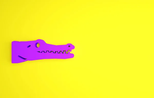Ícone Crocodilo Roxo Isolado Fundo Amarelo Símbolo Animal Conceito Minimalismo — Fotografia de Stock