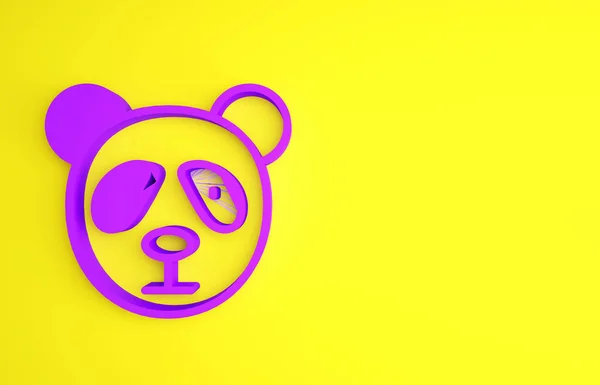 Púrpura Linda Cara Panda Icono Aislado Sobre Fondo Amarillo Símbolo — Foto de Stock