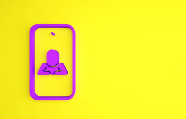 Purple Online Psychologická Poradna Vzdálenost Ikona Izolované Žlutém Pozadí Psychoterapie — Stock fotografie