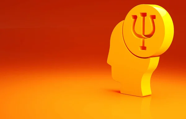 Иконка Желтая Психология Оранжевом Фоне Символ Пси Концепция Психического Здоровья — стоковое фото