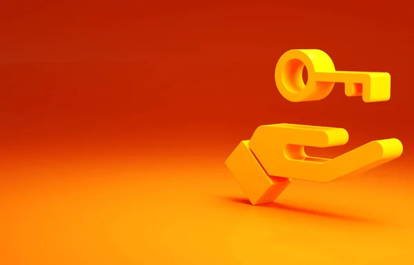 Gul Lösning Problemet Psykologi Ikon Isolerad Orange Bakgrund Nyckeln Terapi — Stockfoto