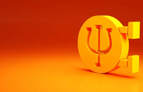 Gelbes Psychologie Symbol Isoliert Auf Orangefarbenem Hintergrund Psi Symbol Psychische — Stockfoto