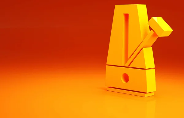 Yellow Classic Metronome Εκκρεμές Κίνηση Εικονίδιο Που Απομονώνεται Πορτοκαλί Φόντο — Φωτογραφία Αρχείου