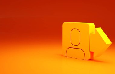 İdari simgelerden oluşan bir ekibin Sarı Lideri turuncu arka planda izole edildi. Minimalizm kavramı. 3d illüstrasyon 3B canlandırma.