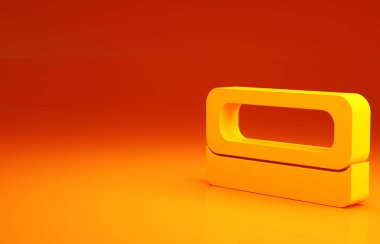 Sarı sabun simgesi turuncu arka planda izole edilmiş. Köpüklü sabun çubuğu. Minimalizm kavramı. 3d illüstrasyon 3B canlandırma.