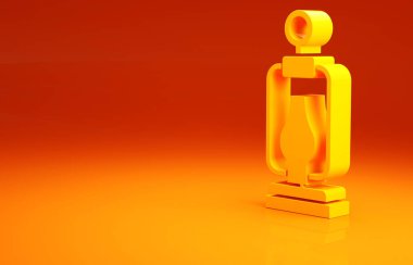 Sarı Kamp Feneri ikonu turuncu arka planda izole edildi. Mutlu Cadılar Bayramı Partisi. Minimalizm kavramı. 3d illüstrasyon 3B canlandırma.