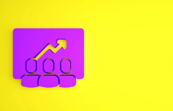 Purple Project team base icon isolated on yellow background. Business analysis and planning, consulting, team work, project management. Minimalism concept. 3d illustration 3D render.