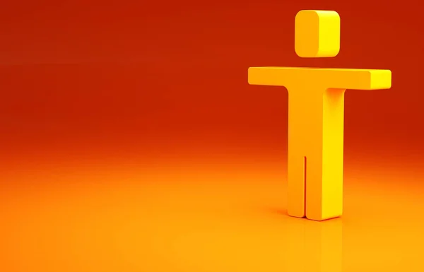 Yellow Head Jagdsymbol Isoliert Auf Orangefarbenem Hintergrund Geschäftsziel Oder Beschäftigungszeichen — Stockfoto