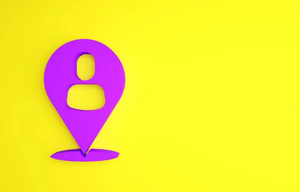 Icono Ubicación Del Trabajador Púrpura Aislado Sobre Fondo Amarillo Concepto — Foto de Stock