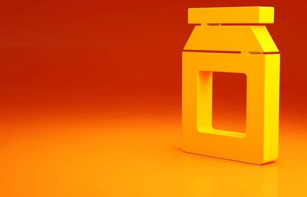 Yellow Online ordering and fast food delivery icon isolated on orange background. Minimalism concept. 3d illustration 3D render.