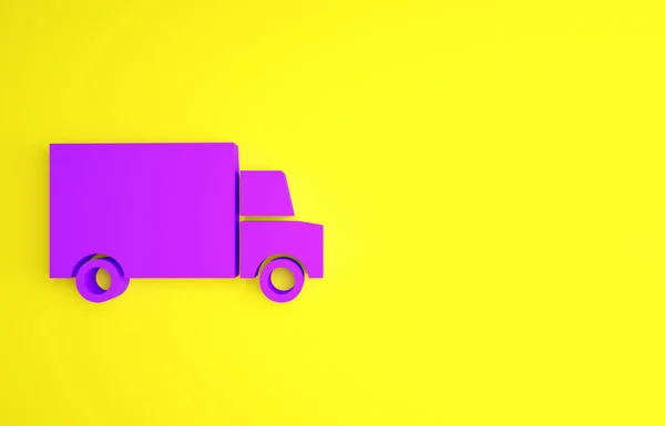 Roxo Entrega Rápida Relógio Pelo Ícone Carro Isolado Fundo Amarelo — Fotografia de Stock