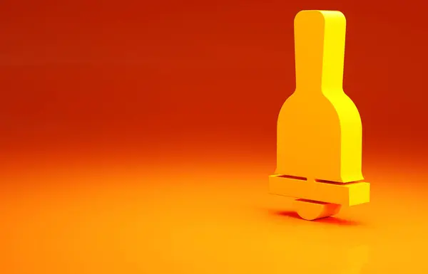 Yellow Ringing Bell Icon Isolated Orange Background Alarm Symbol Service — Stock Photo, Image