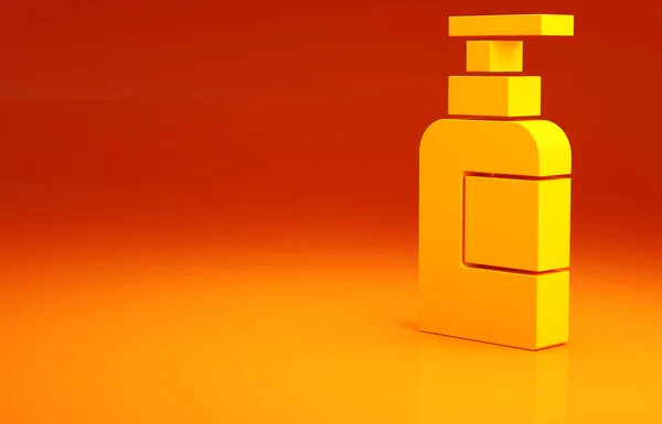 Gele Fles Shampoo Icoon Geïsoleerd Oranje Achtergrond Minimalisme Concept Illustratie — Stockfoto
