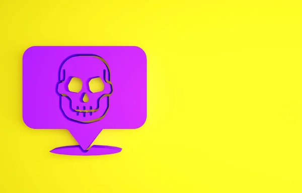 Ikona Purple Skull Izolovaná Žlutém Pozadí Šťastný Halloweenský Večírek Minimalismus — Stock fotografie